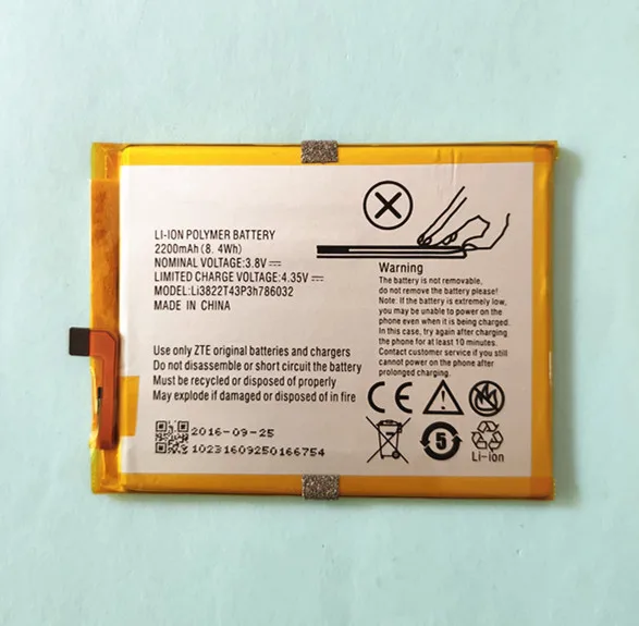 Новый аккумулятор 3 8 V 2200mAh Li3822T43P3h786032 Orbic Orbic-RC-501L / ZTE Blade V6 D6 X7 | Мобильные телефоны и
