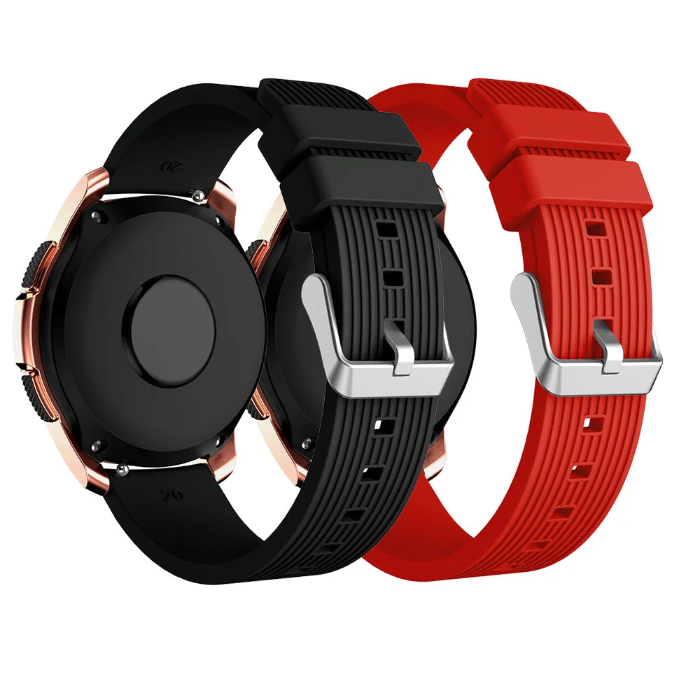 Black Red 2 шт силиконовый ремешок для часов samsung gear S3 Galaxy Watch 46 мм 42 мм активный 2 40 мм 44 мм ремешок 20 мм 22 мм ремешок для часов huawei GT 2 - Цвет ремешка: Black Red
