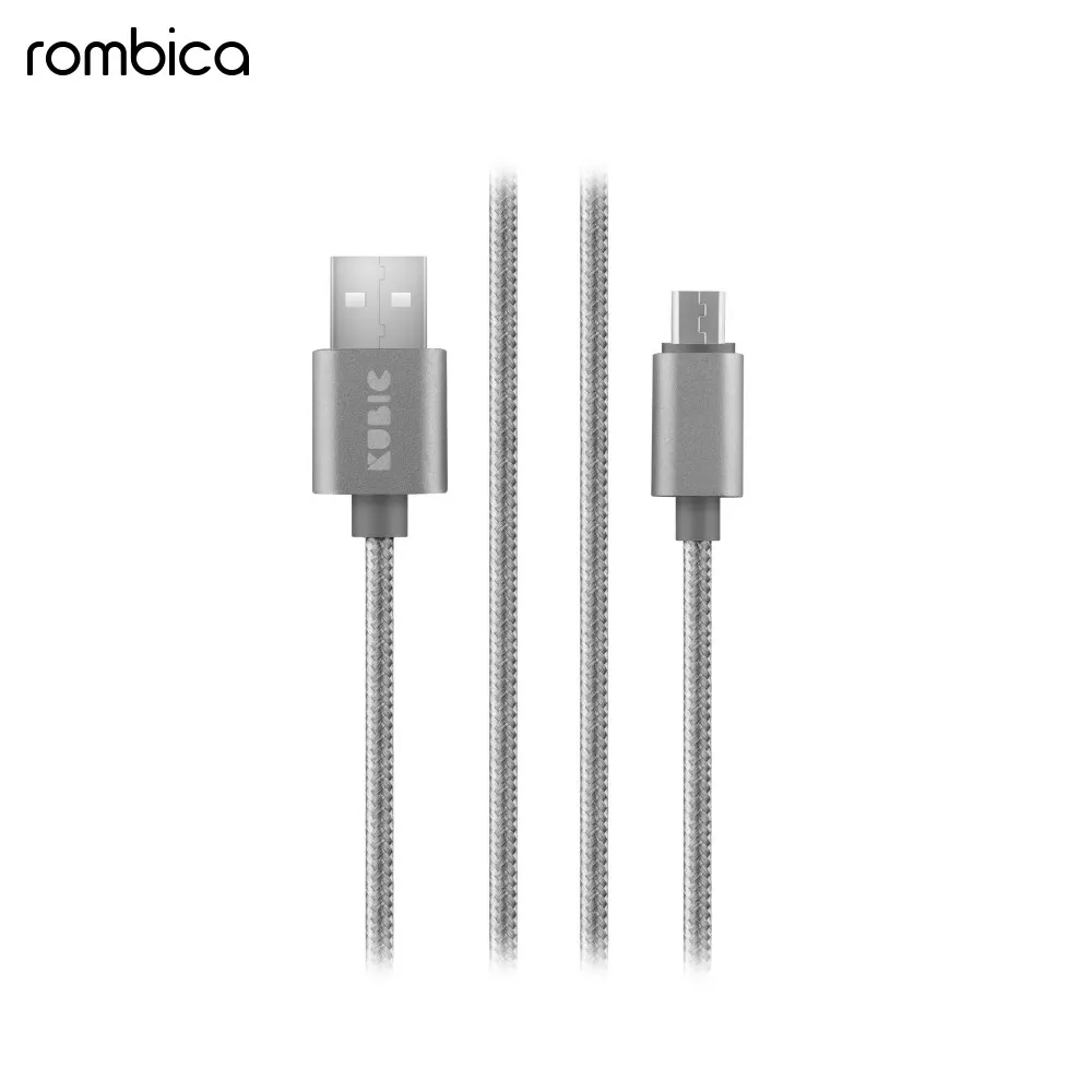 Кабель Kubic C02M USB- micro USB, текстиль/алюминий, серый, 3А, 2 м.(K-C02MGR