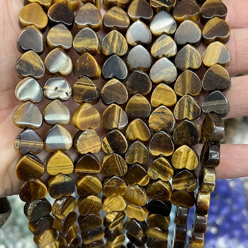 Natural Stone 10mm Heart Flatback Loose Spacer Beads For Jewelry Making 15