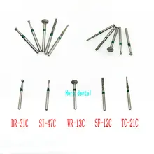 50 шт. зубные Алмазные Боры для сыпучих материалов зеленый 1,6 мм наконечник для высокоскоростной бормашины WR-13C/BR-31C/TF-13C/TR-62C