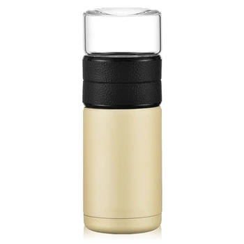 

400Ml+200Ml Tea Partition Cup Glass Tea Strainer Mug Bottle Vacuum Flask Water Bottle Champagne
