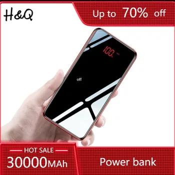 

30000 mAh Power Bank Portable Mobile Phone Charger LCD Full Mirror Screen Powerbank for Smartphones External Battery Poverbank