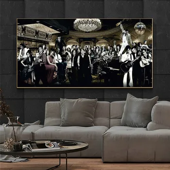 

Music Singer Star Gathering Large Living Room Oil Canvas Painting Wall Art Posters and Prints For Bedroom Home Decor Unframed
