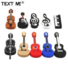 TEXT ME การ์ตูน USB 2.0 เครื่องดนตรีเปียโนกีตาร์หมายเหตุไวโอลิน 64GB แฟลชไดรฟ์ USB ไดรฟ์ปากกา 4GB 8GB 16GB 32GB U Disk(China)
