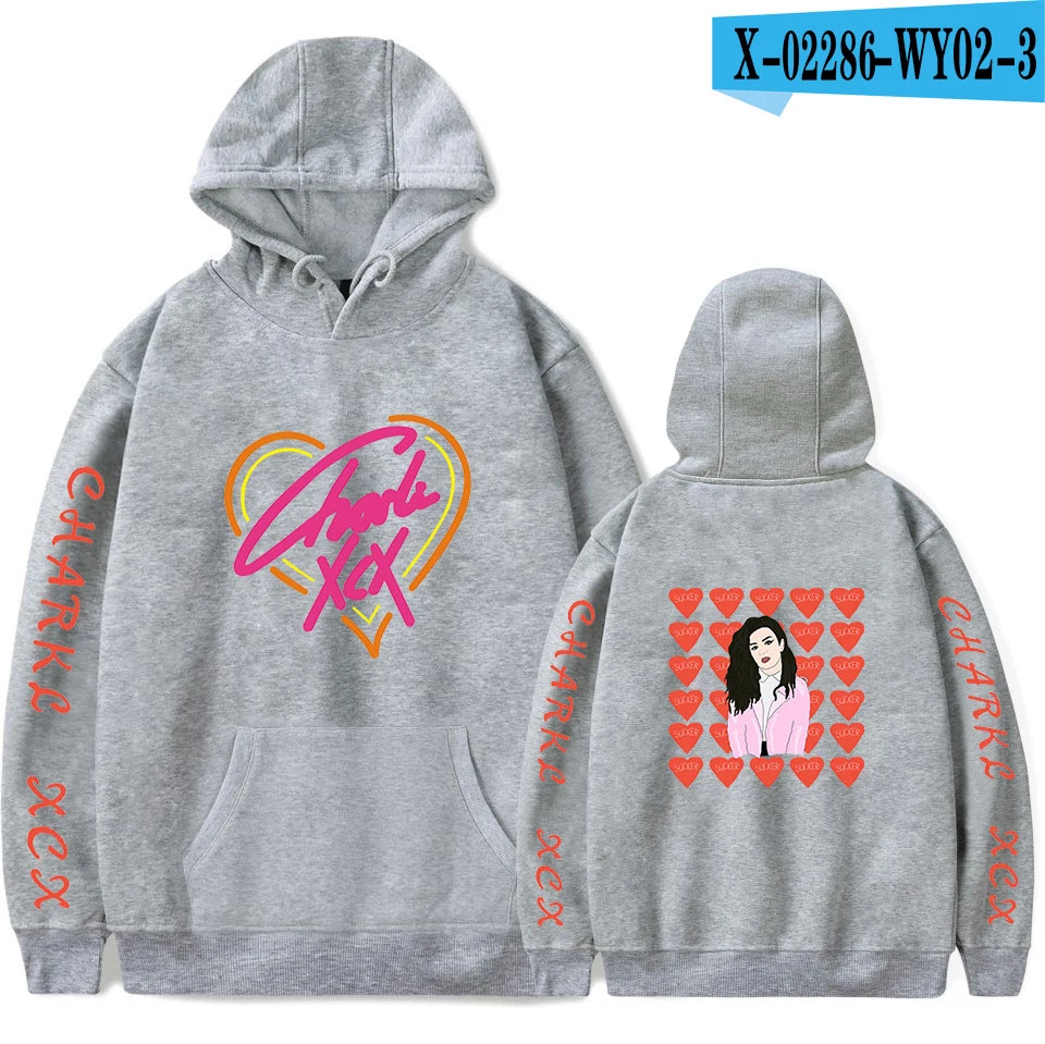 As picture Удобные толстовки с капюшоном Charli XCX толстовки для мужчин/женщин с модным принтом Charli XCX толстовки мужские осенние пуловеры повседневные черные топы - Цвет: As picture
