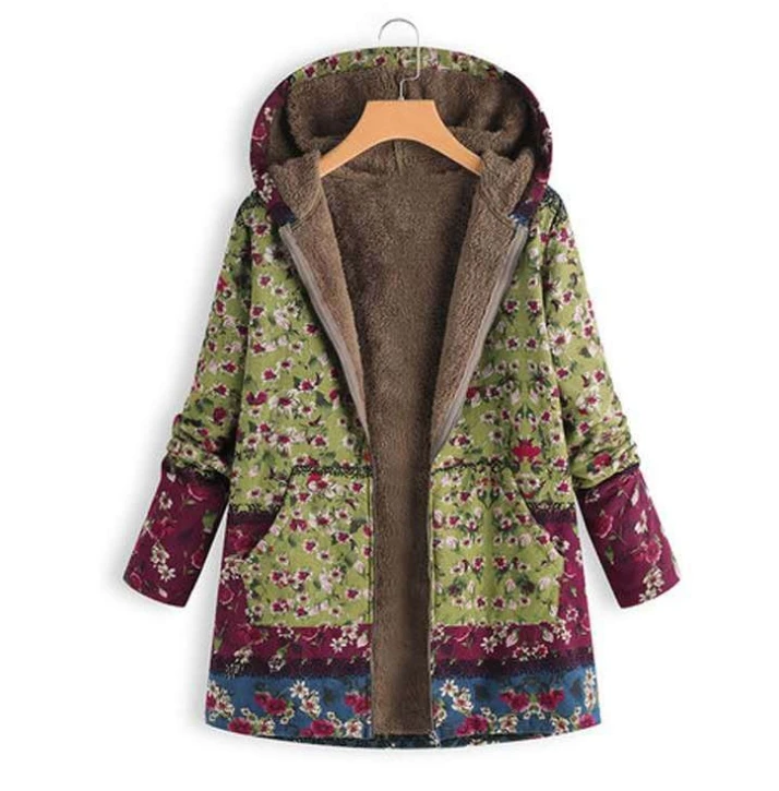 Осенне-зимние женские теплые толстовки, куртка на молнии, кардиганы, пальто для женщин, с принтом, длинный рукав, шерстяная подкладка, верхняя одежда размера плюс, Свободное пальто