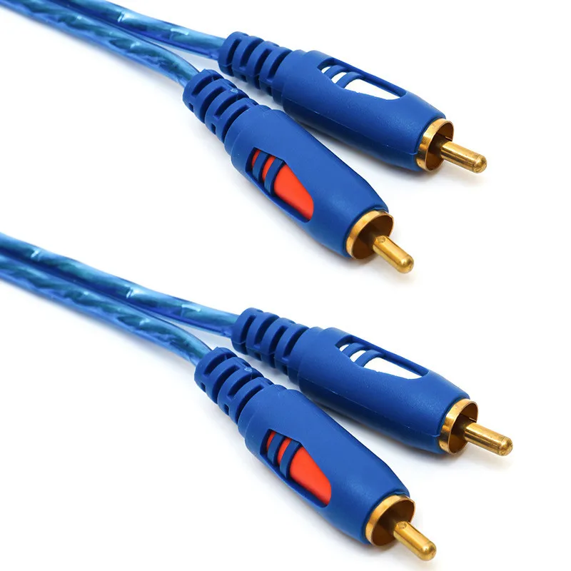 Синий аудиокабель 2RCA с позолоченным штекером усилитель для компьютера динамика