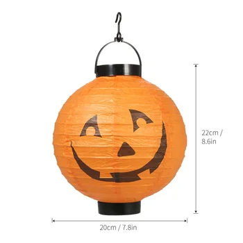 

Hot 5pcs/set Foldable Halloween Paper Lantern with LED Lights Hanging Pumpkin Lanterns Lamp Decorations--Random Pattern