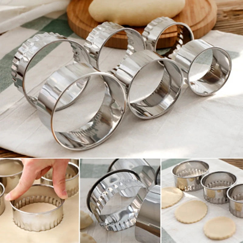 3Pcs Round/Flower Shaped Dough Cutting Tool Kitchen Gadgets Stainless Steel Dumplings Cutter Portable Dumplings Wrappers Molds