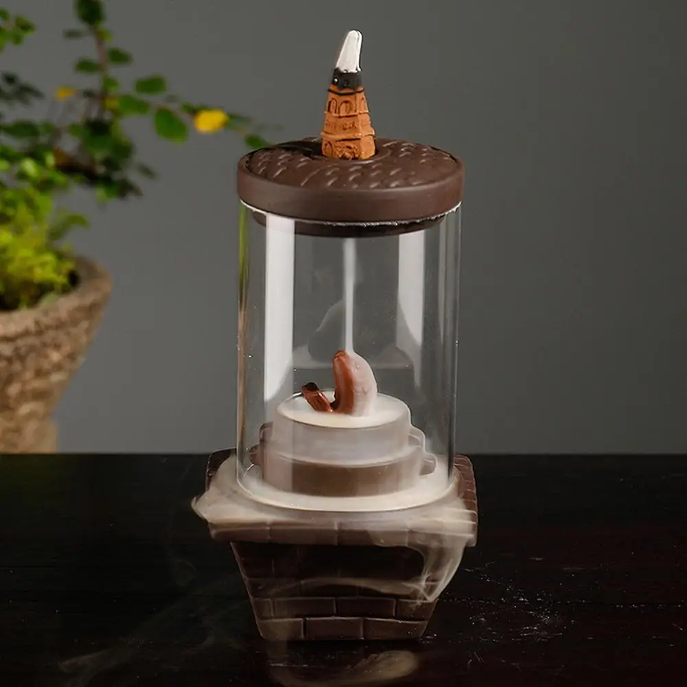 

Fish Buddha Cup Backflow Incense Burners Cone Censer Holder Home Desk Decor