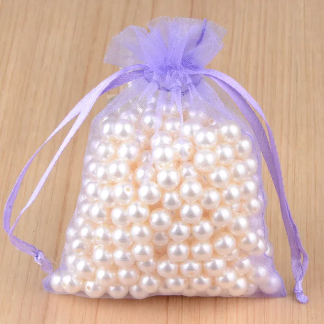 100pcs 24 Colors Jewelry Packaging Bag 5*7 7*9 9*12 10*15cm Organza Bags Gift Storage Wedding Drawstring Pouches Wholesales 4 Voilet