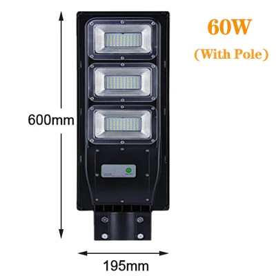 60W With pole 40/60/90W светодиодный настенный светильник IP65 Солнечный уличный светильник(светильник+ радар) индукции открытый Водонепроницаемый безопасности лампа для шланг для полива огорода, двора, уличный стиль - Испускаемый цвет: 60W With pole