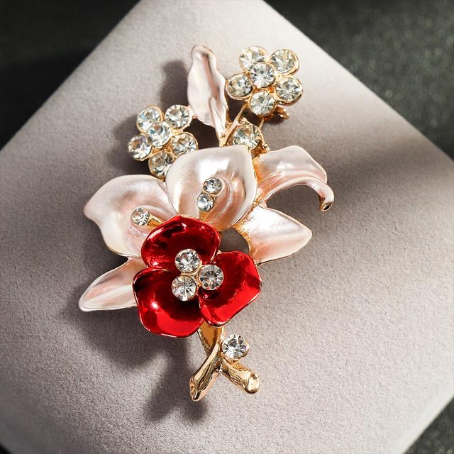 Flower Brooch Lapel Pin Rhinestone Jewelry Women Wedding Pins Large Brooches For Women broche Clothes Accessories