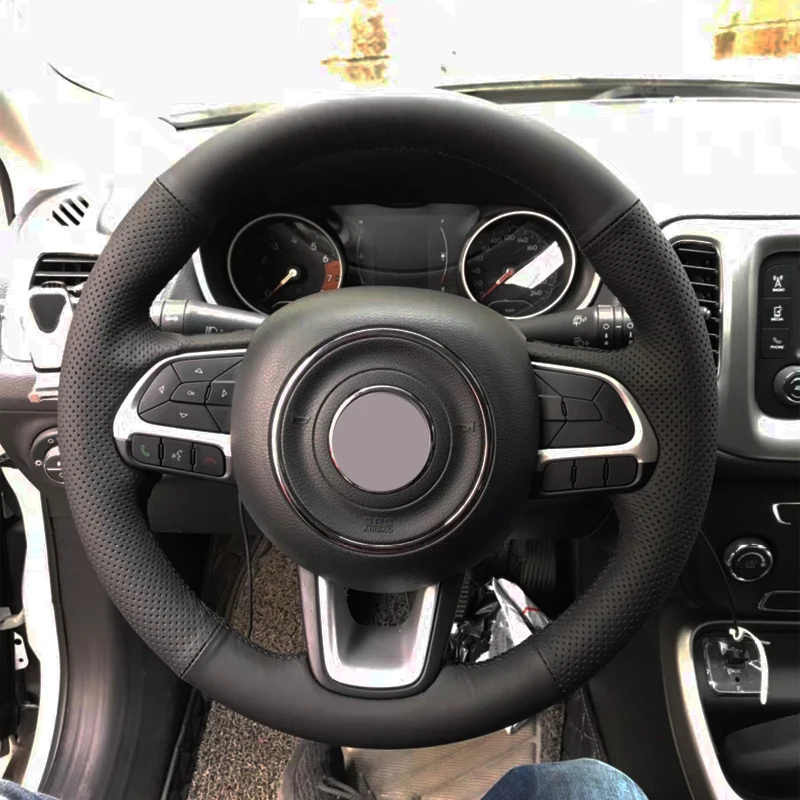 Cowhide Top Layer Leather Handmade Sewing Steering Wheel Cover Protect