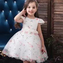 Платье для маленьких девочек; летнее Повседневное платье с короткими рукавами; праздничные Платья с цветочным рисунком для маленьких девочек на день рождения; одежда для крещения; vestidos
