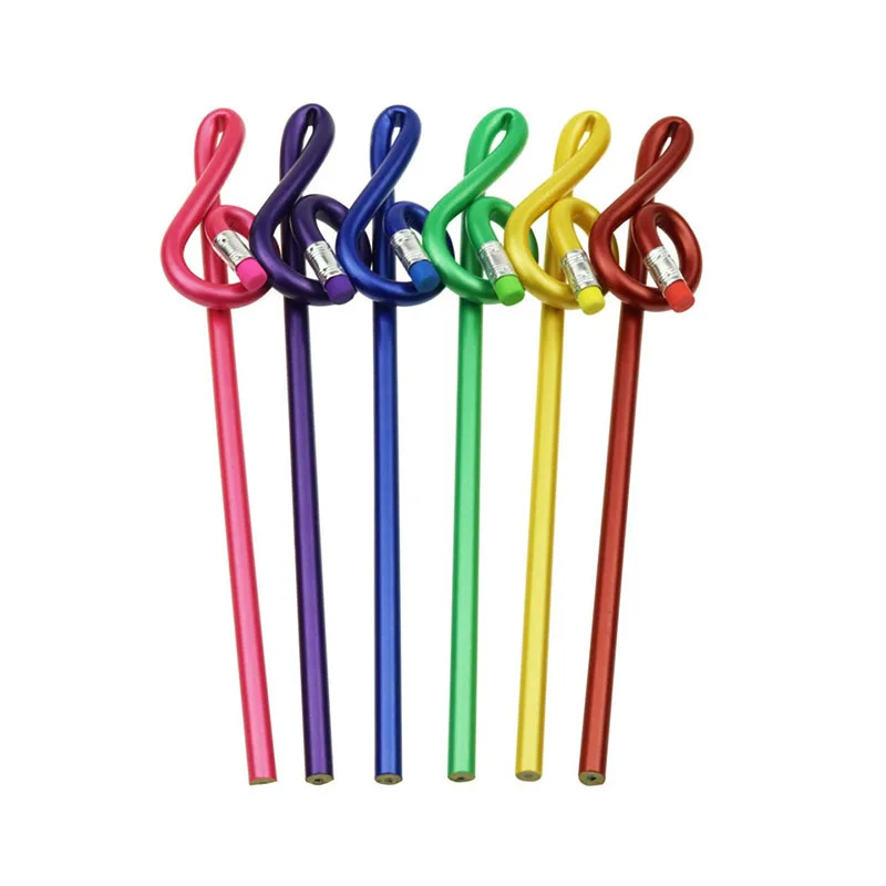6pcs Color mixing 6 шт 2B карандаш с музыкальными нотами, стандартный круглый карандаш, музыкальные канцелярские принадлежности, школьные, студенческие, офисные, Подарочные карандаши, рекламный карандаш - Цвет: 6pcs Color mixing