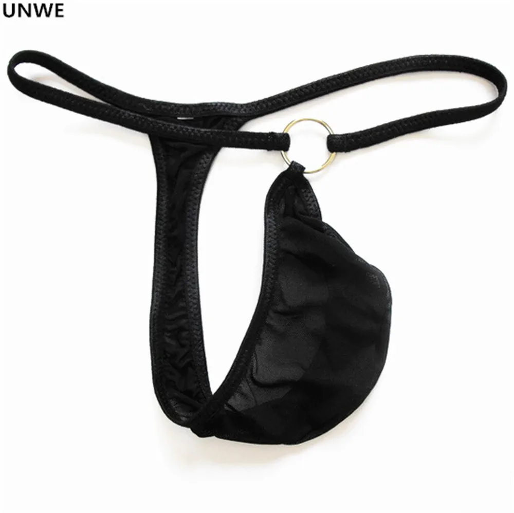 Мужские стринги UNWE черные/красные сексуальные прозрачные тонкие с заниженной
