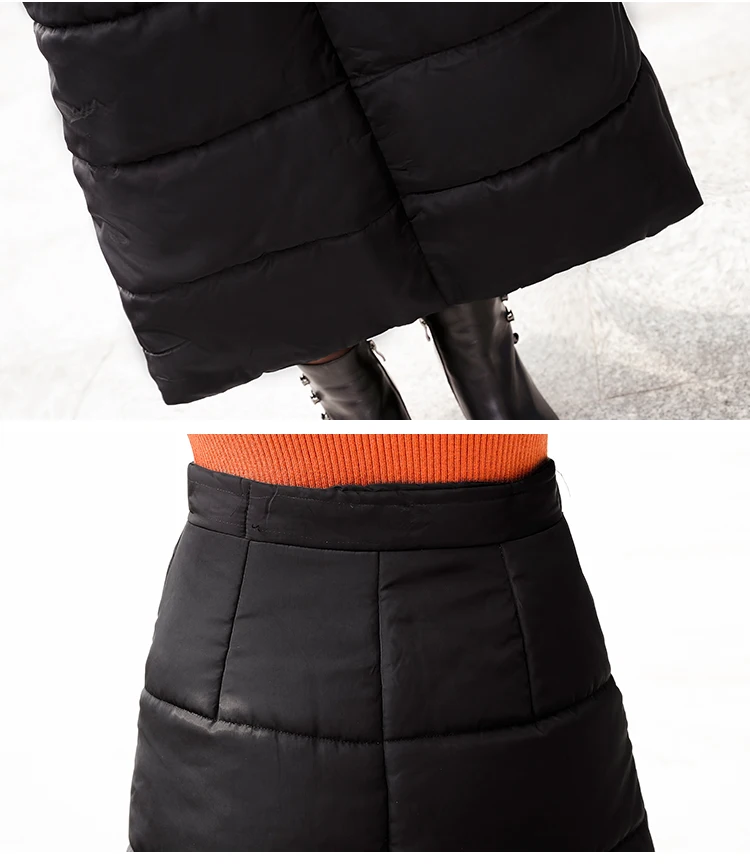 Черный пуховик из хлопка размера плюс винтажная одежда с высокой талией Осень Зима повседневные длинные юбки макси Женская юбка женская уличная одежда