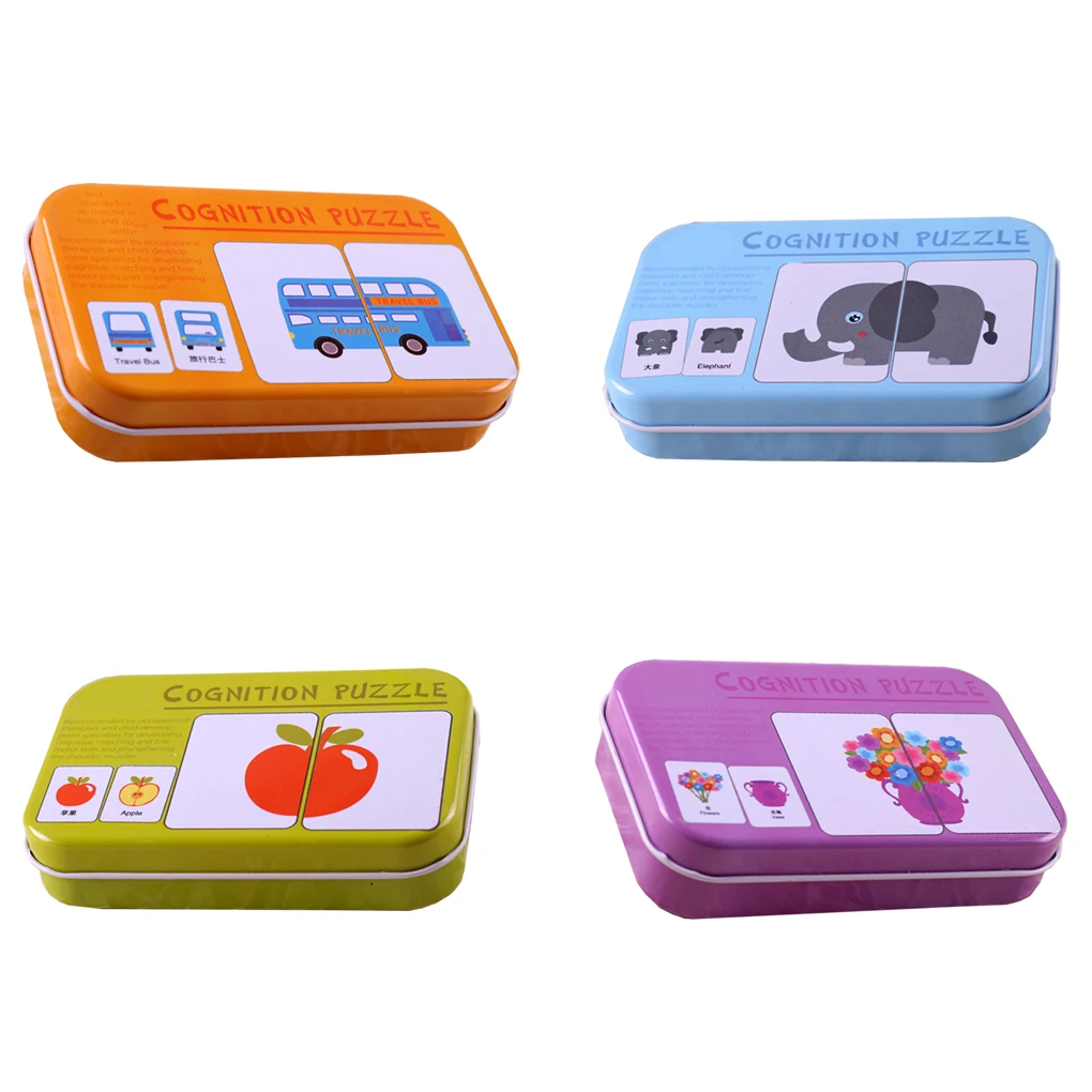 

kids Montessori Educations Fun English Word Pocket Flash Card Baby Learning Educational table game Puzzle Match WJ597