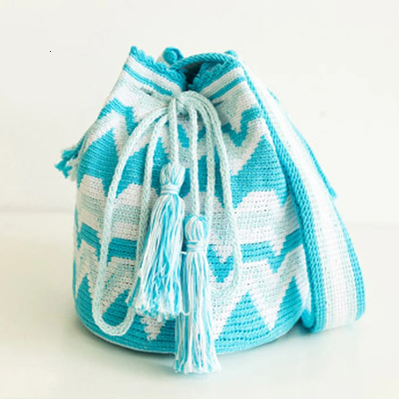 Wayuu вязание крючком ручной DIY Вибрационный классический мешок загадочный Тотем из колумбийских меньшинств ручной работы волнистые кружева нить группа линия - Цвет: Арбузно-красный