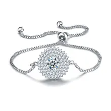 Цветочные очаровательные регулируемые браслеты для женщин AAA кубический цирконий серебряный цвет браслет Femme Свадебные украшения подарок на день Святого Валентина