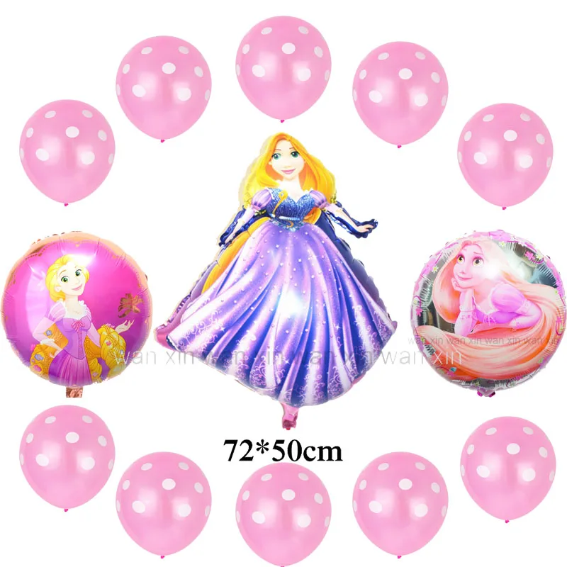 13 шт./лот) вечерние воздушные шары принцессы набор смешанных 10 шт латексных шаров и 3 шт фольгированных шаров Принцесса Белль Русалка Рапунцель воздушные шары - Цвет: 13pc pink set P03