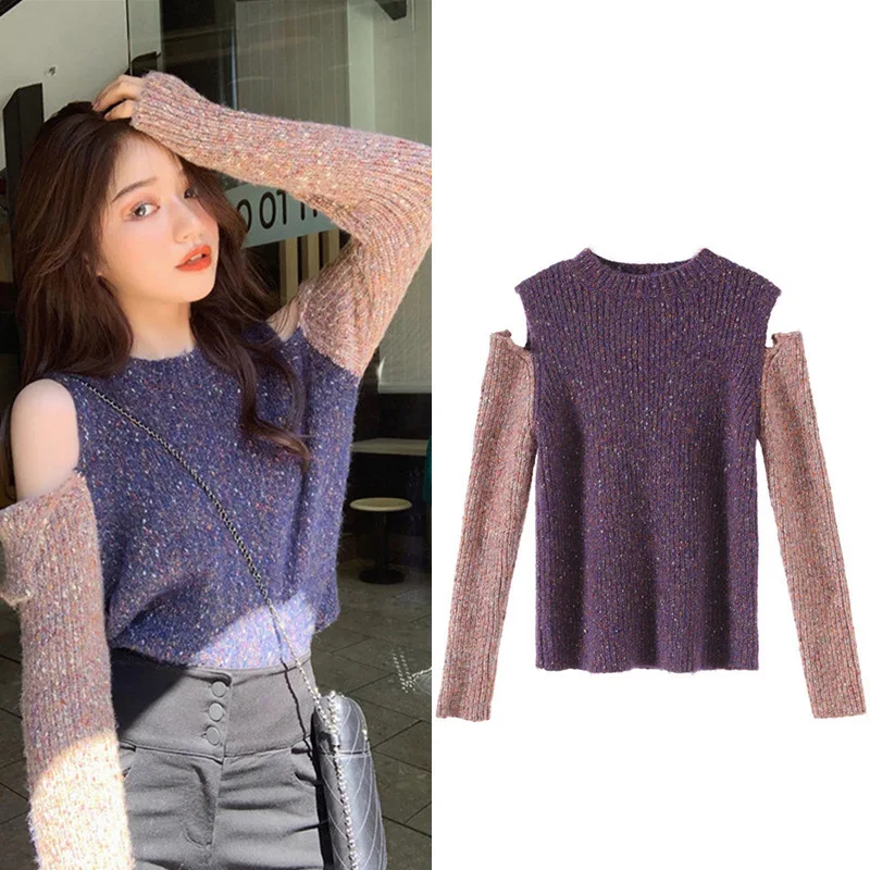 

New shoulder careful contrast color restoring ancient ways sweater SA1042 machine knit unlined upper garment to winter
