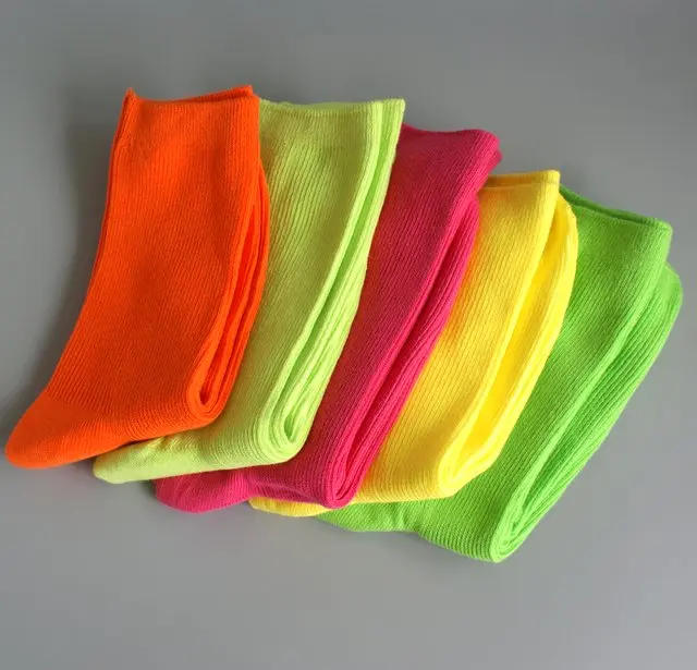 Soft cotton candy colorful Women's Socks crew sock for Girls vertical stripes