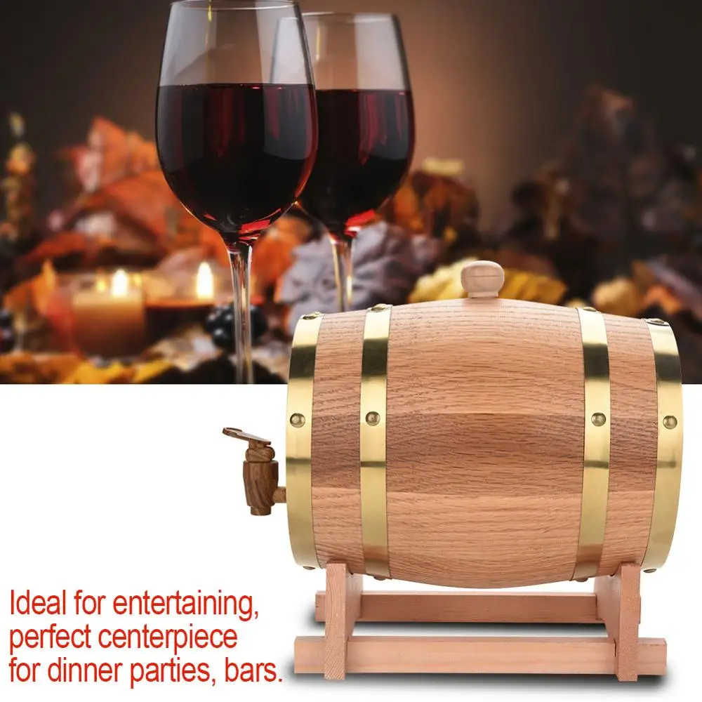1.5L/3L Oak Barrel Beer Brewing keg Wine Barrel for Whiskey Rum Port Decorative Keg Hotel Restaurant Display Oak
