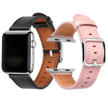 

Premium Leather Strap For Apple Watch Series 6 SE 5 4 3 2 1 Smart Watch Band Loop For Apple Watch 38 40 42 44M Strap