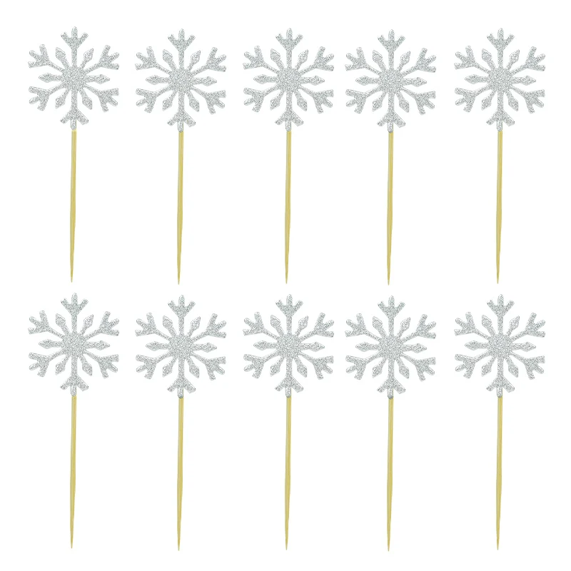 thumbnail image 1 of 20/50 piezas de adornos para tartas con forma de copo de nieve, adornos para cupcakes, para Navidad, baby shower, bodas, fiestas, accesorios de decoración para tartas con purpurina, 1 of 5
