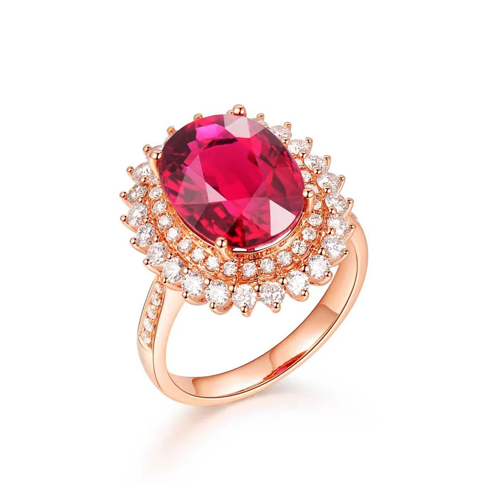Большой рубиновый драгоценный камень кулон ожерелье и кольцо наборы для женщин роскошный красный кристалл 14 к розовое золото циркон бриллианты вечерние ювелирные изделия подарок