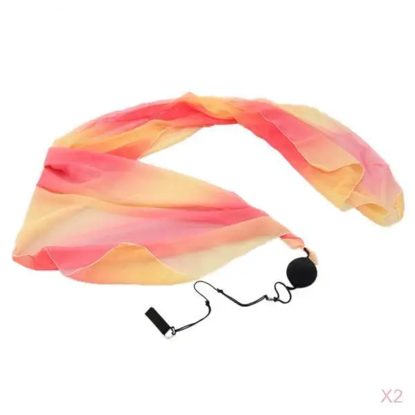 2pcs Silk Veil Poi Thrown Ball with Adjustable Rope for Belly Dance Yoga Dancing