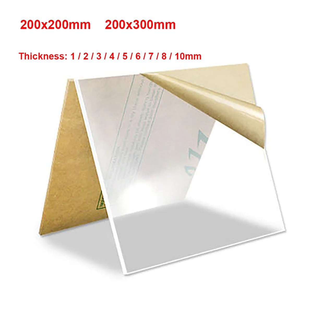 1Pc Plexiglass Clear Acrylic board Organic Plastic sheet Glass methacrylate  Plate Thickness 1-10mm 200*200mm