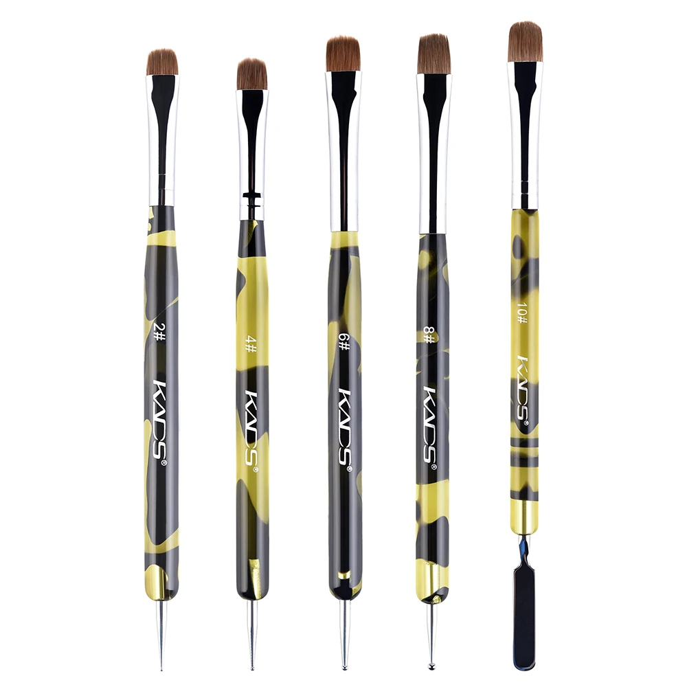 KADS 2 Way Kolinsky Brush Acrylic Professional French Manicure Brush Nail Art Brush Nail Dotting Pen Stirring Rod Stick 2-12# 5