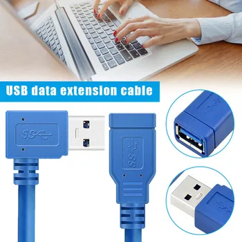 

USB 3.0 Extension Cable Left Right Angle A Male to Female Line 5Gbps High Speed DJA99