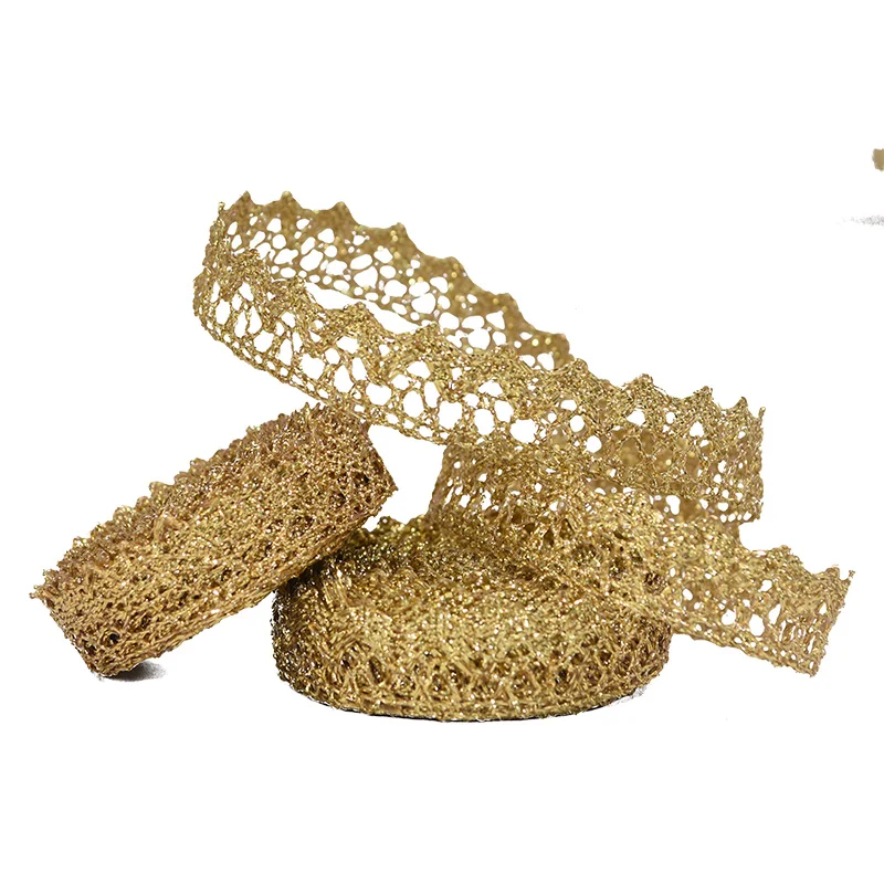 

5/10yards Glitter Gold Lace Trim Ribbon DIY Wedding Scrapbooking Material Performance Party Cloth Sewing Garments Lace Accessory