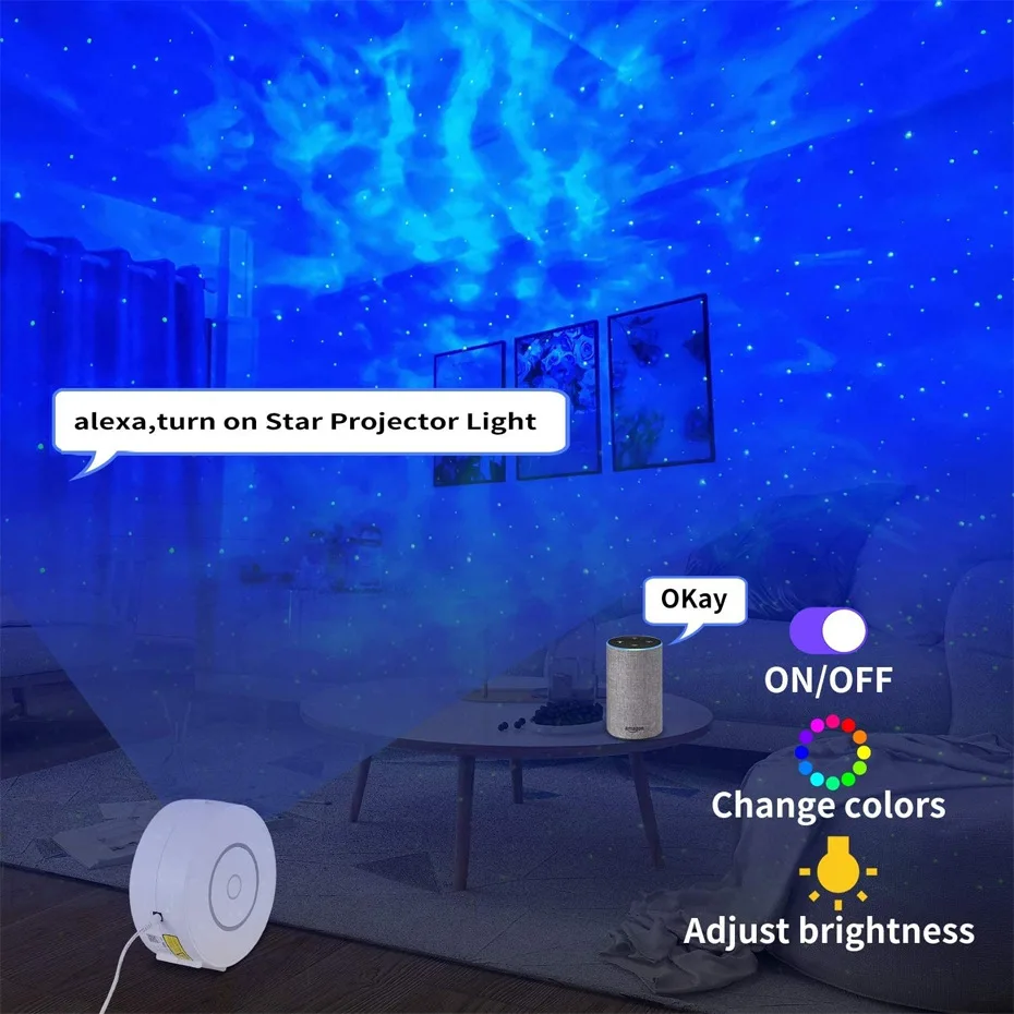 2021新カラフルな銀河レーザー星空の夜の光led波投影ランプスマートフォンアプリ制御レーザープロジェクタースターランプ - AliExpress