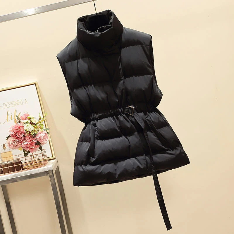 maxi puffer coat Winter 2021 Plus Size 2XL Women Vest New Harajuku Loose Vest Jacket Fashion High Waist Cotton Belt Vest Coat petite long puffer coat