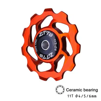 

11T Bicycle Rear Derailleur On For MTB Road Bike Ceramic Bearing Pulley Guide Roller Idler 4/5/6mm Ultralight Aluminum Alloy