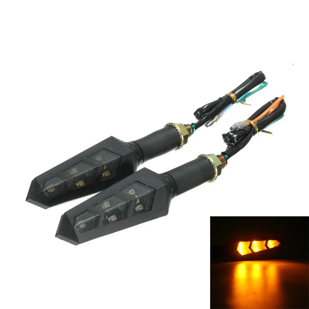 Motorcycle Turn Signal Indicators Blinkers 6 LED Universal Water Flicker Flowing Flexible Amber Light Lamp 12V 1PCS