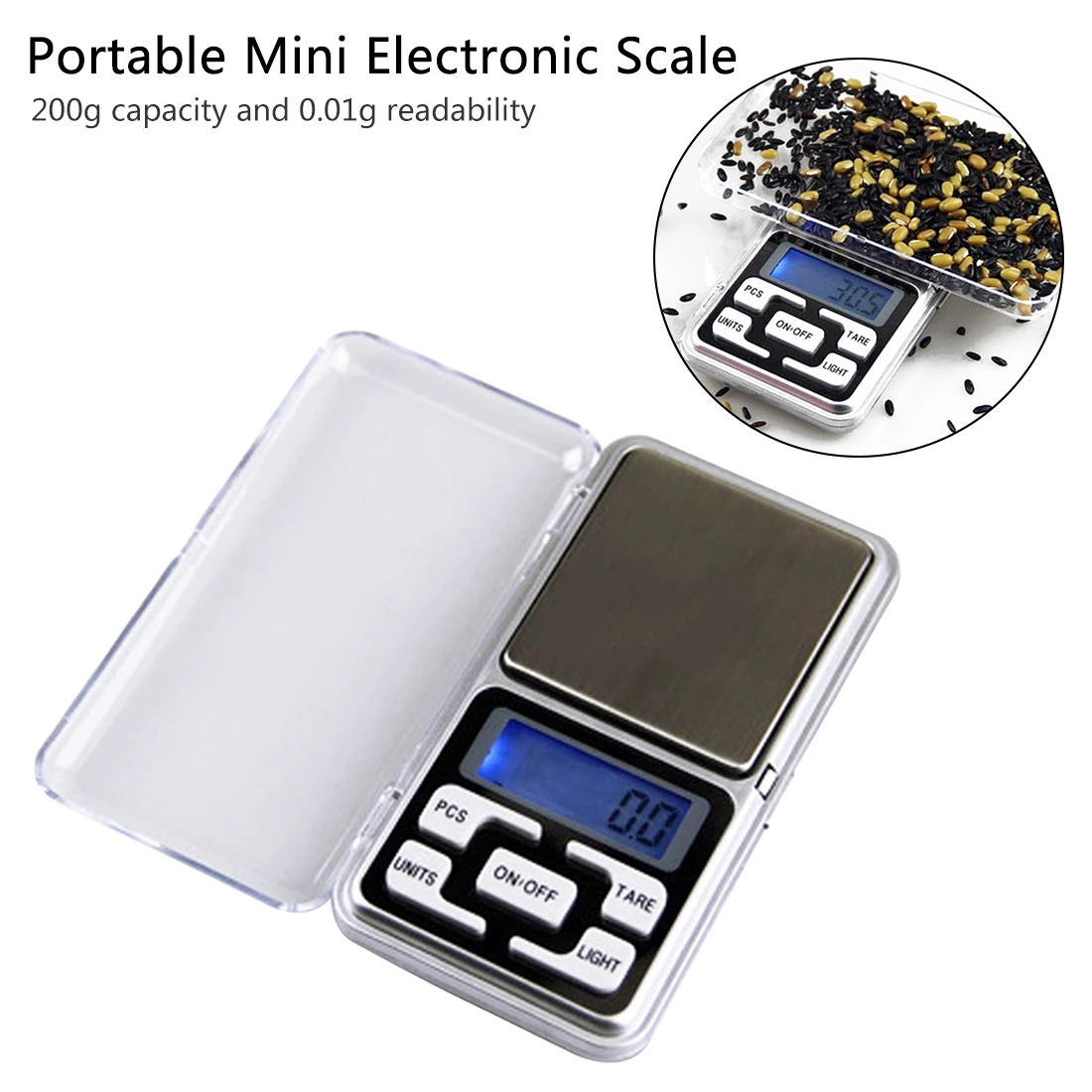 

Electronic Digital Pocket Scale 0.01g Precision Mini Jewelry Weighing Scale Back light Scales for Kitchen Weight Balance 200g