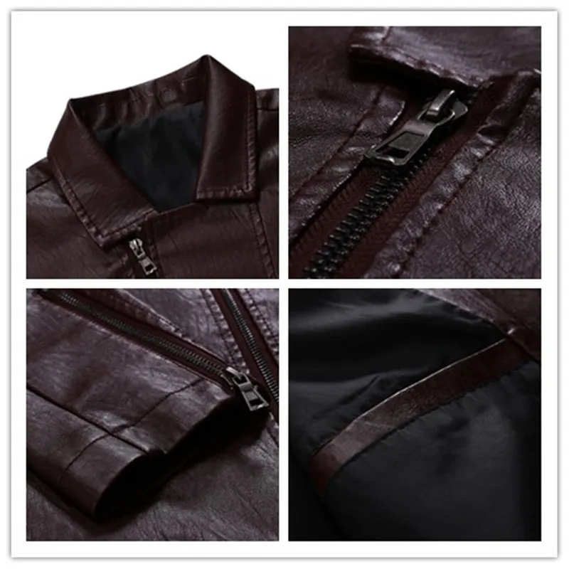 Black Friday New Motorcycle Men's Leather Fashion Lapel Zipper Pocket Full PU Slim Leather Jacket Men