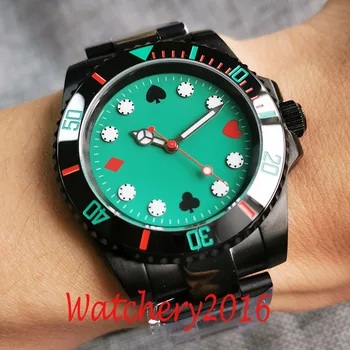 

40MM Tandoriowatch Green Dial Sapphire Glass PVD Coated Date Luminous Miyota 8215 Automatic Movement Mens Watch
