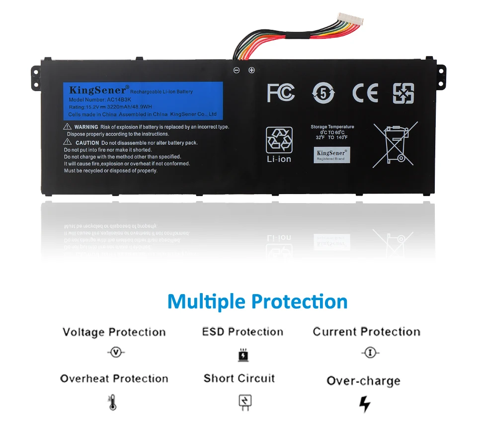 Kingsener-bateria do Portátil Acer Aspire Ac14b3k R5571t R5-571tg S14 Cb3-511 Swift Sf314-51 r 11 R3131t S14 15.2v 3220mah - Imagem 5