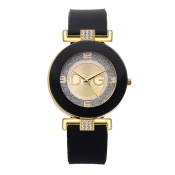 Simple black white quartz watches women minimalist design silicone strap wristwatch big dial women's fashion creative watch 5