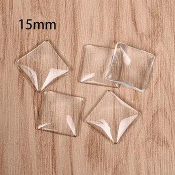 

30pcs Glass Clear Square Cabochons Transparent Flat Back Fit 15mm For Pendant Jewelry Making Findings