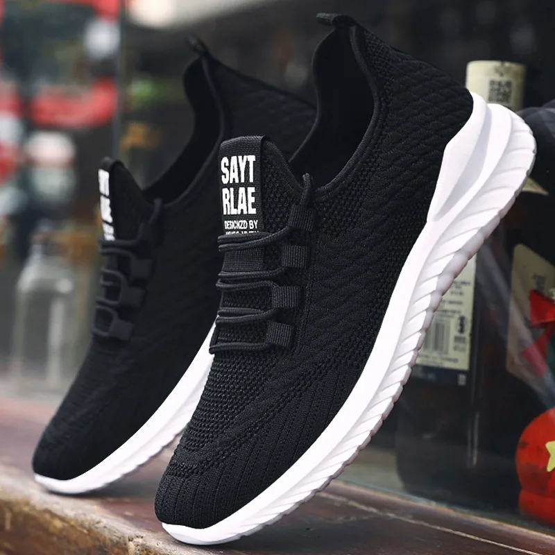 Nuevo verano de ocio masculino zapatos tejidos ligeros de los hombres respirables zapatos de moda Zapatos de zapatillas correr hombre es vulcanizar los zapatos