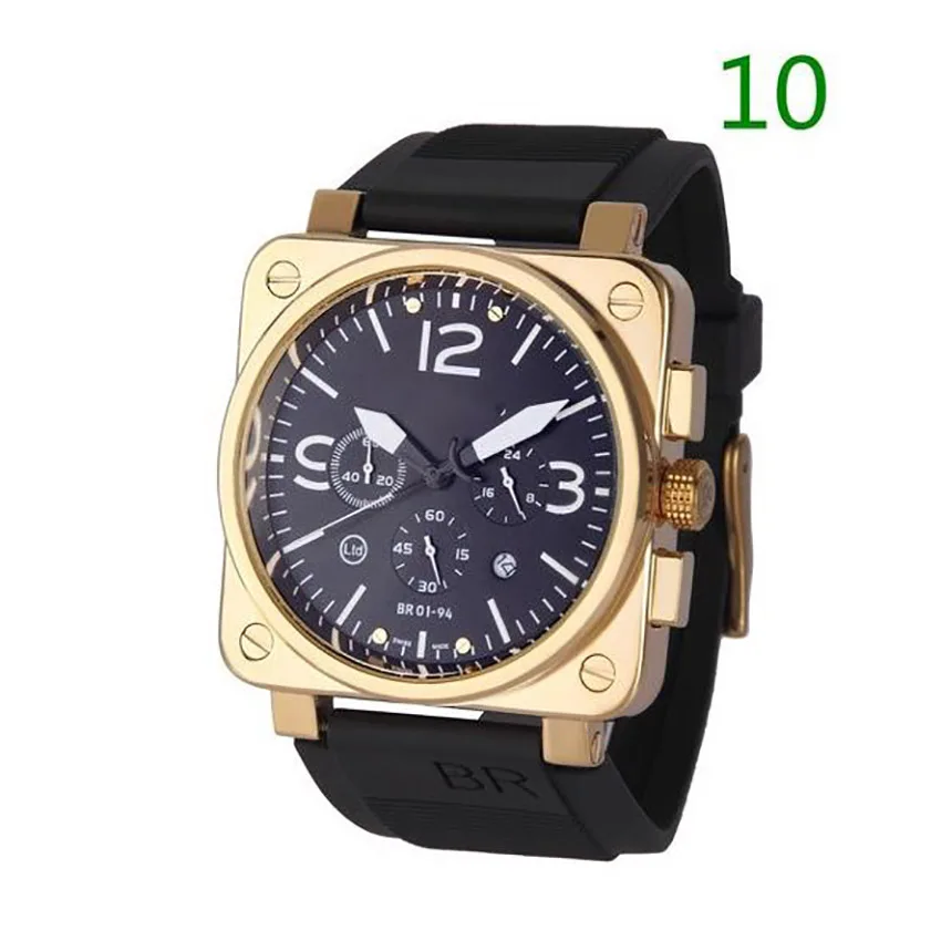 Для мужчин, мужские часы, полнофункциональный кварцевые часы квадратной BR часы 6-второй Бег классические часы Reloj военные наручные часы Relogio Masculino - Цвет: 10